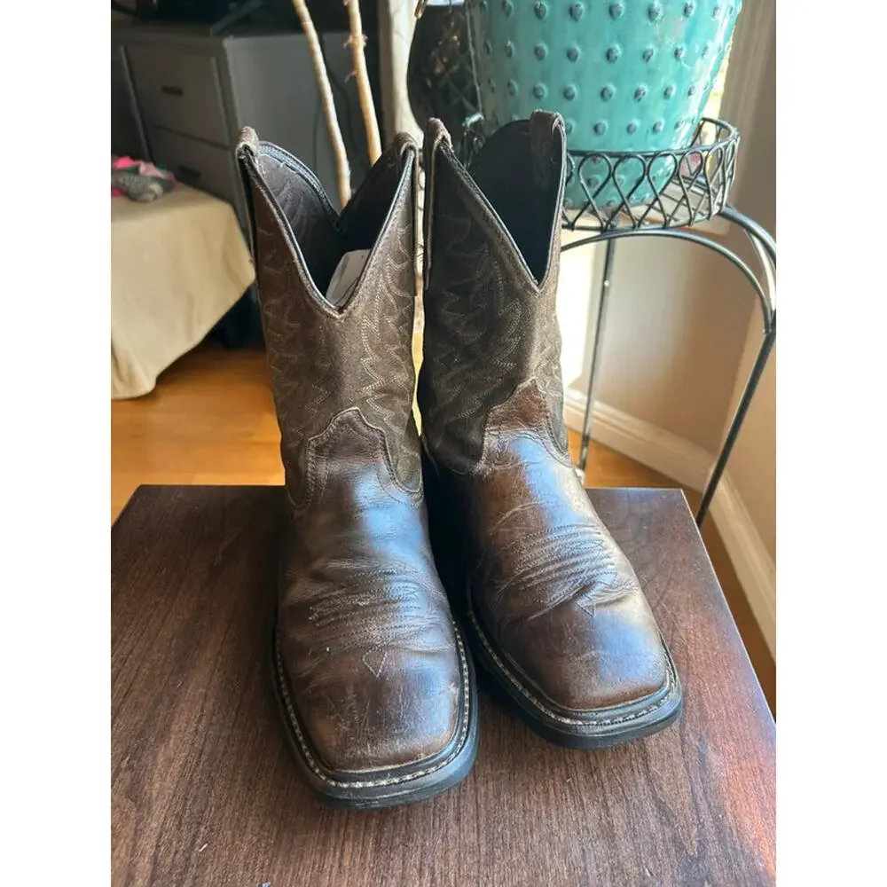 Ariat Groundbreaker men's size 8 brown leather work boots square toe